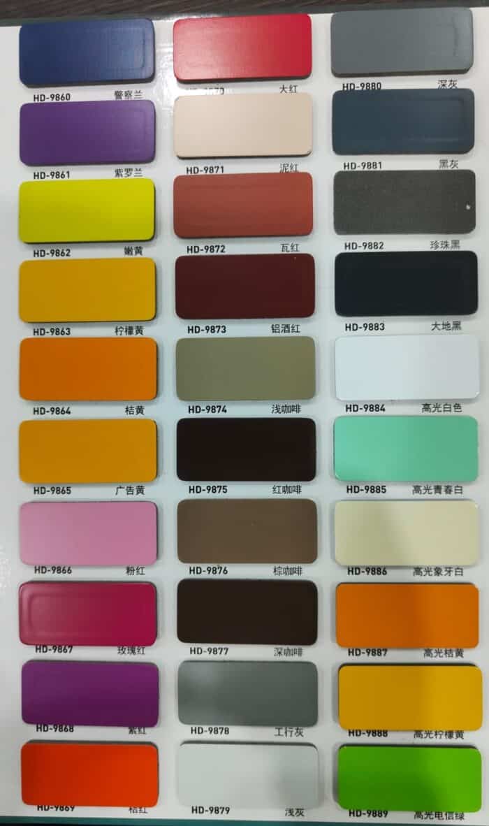 échantillons de couleurs pour les panneaux en dur des domes et zomes durables