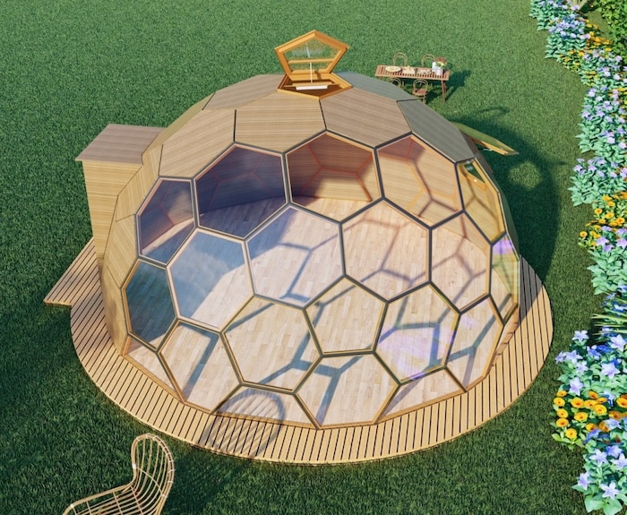 vue 3D d'un dôme nid d'abeille